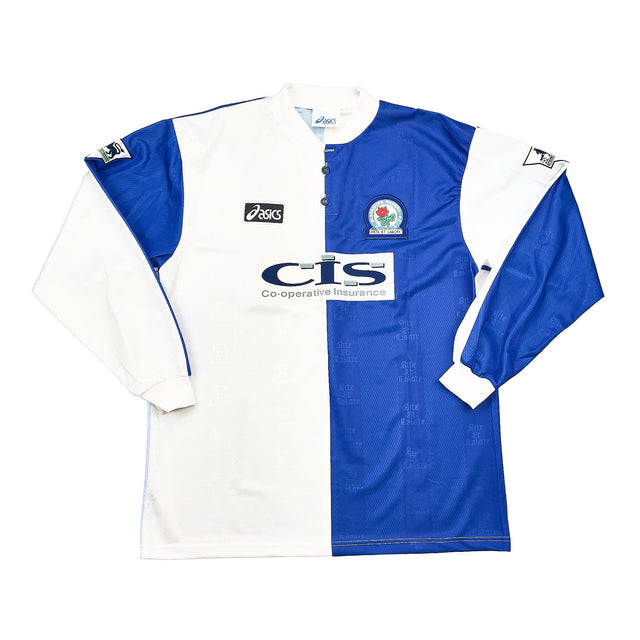 CULT KITS - 1996/98 BLACKBURN ROVERS DUFF #25 L/S HOME SHIRT (XL) ASICS