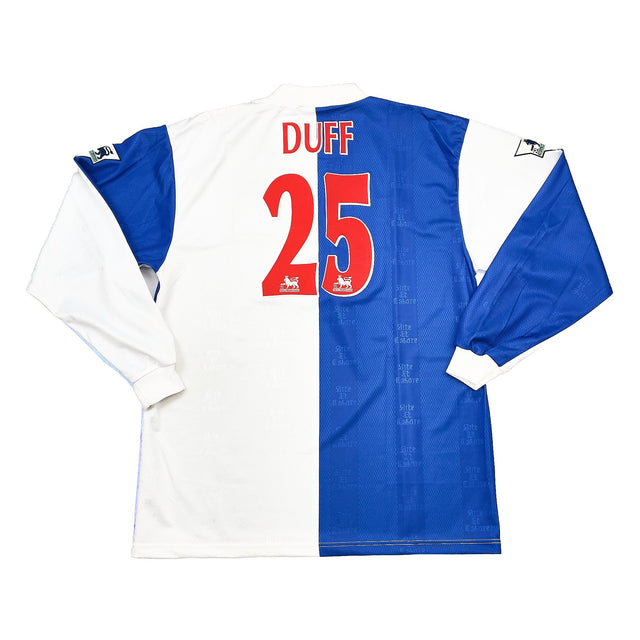 CULT KITS - 1996/98 BLACKBURN ROVERS DUFF #25 L/S HOME SHIRT (XL) ASICS