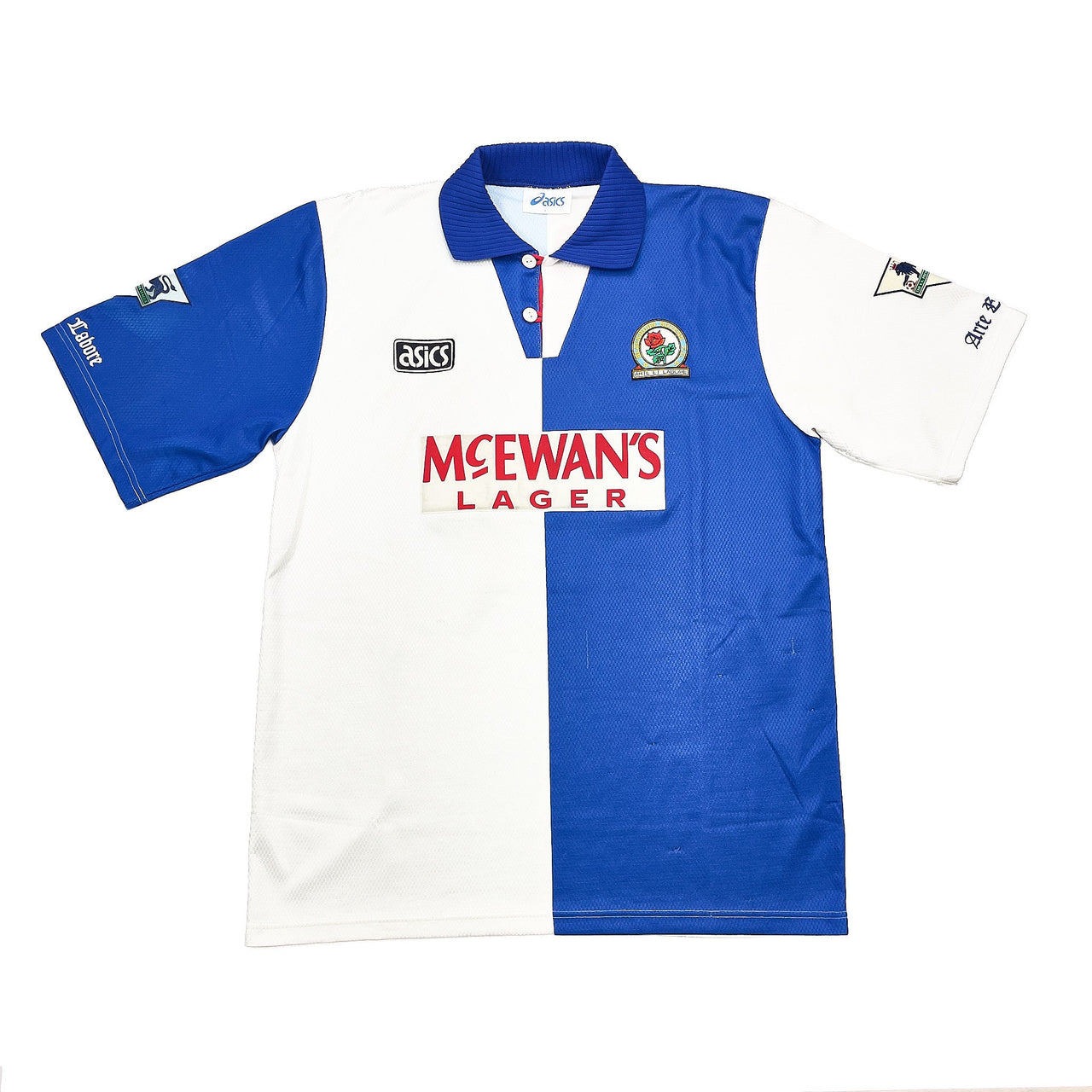 CULT KITS - 1995/96 BLACKBURN ROVERS SHERWOOD #4 HOME SHIRT (L) ASICS
