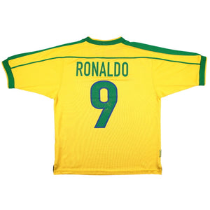 Brazil 1998-00 Home Shirt (M) (Ronaldo #9) (Very Good)_0