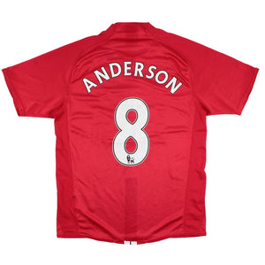 Manchester United 2007-09 Home Shirt (S) Anderson #8 (Very Good)_0