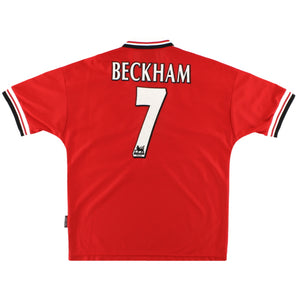 Manchester United 1998-2000 Home Shirt (Beckham #7) (Youth 11) (Excellent)_0