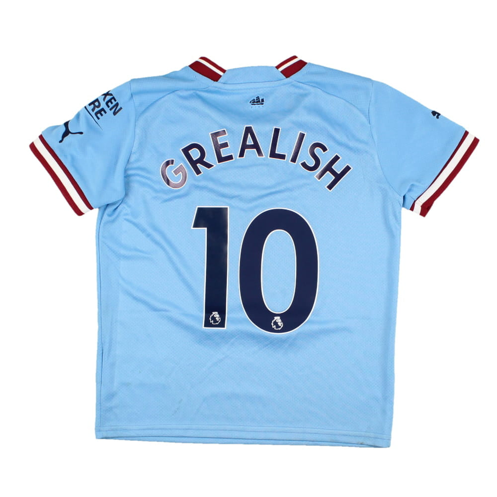 The Manchester City 2022-23 Home Shirt (Grealish #10) (9-10y) (Fair)_0