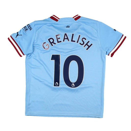 The Manchester City 2022-23 Home Shirt (Grealish #10) (9-10y) (Fair)_0