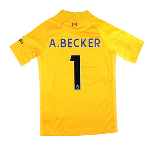 Liverpool 2021-22 Away Goalkeeper Shirt (Yellow) (Small Boys) A.Becker #1 (Excellent)_0