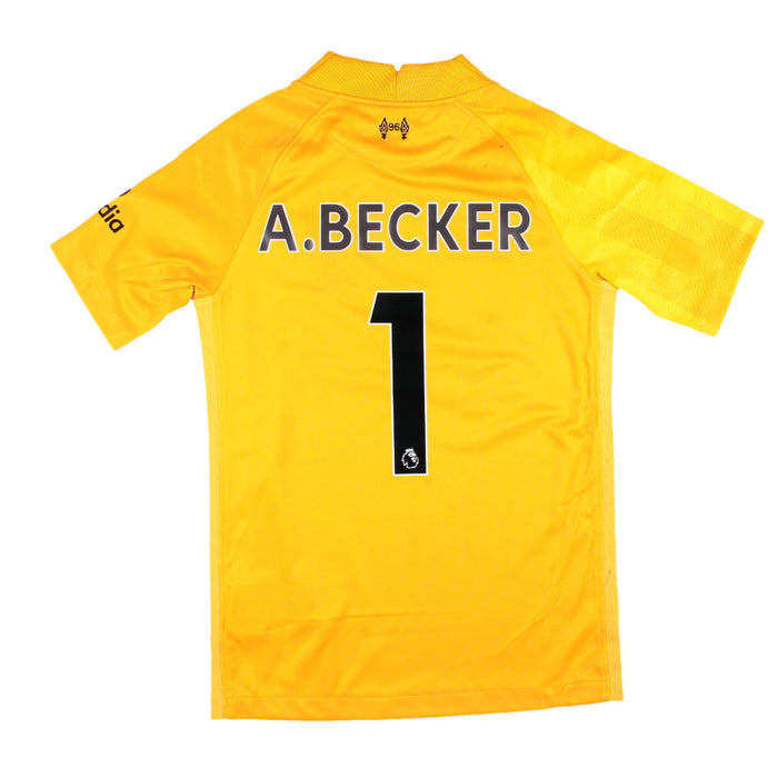 Liverpool 2021-22 Away Goalkeeper Shirt (Yellow) (Small Boys) A.Becker #1 (Excellent)