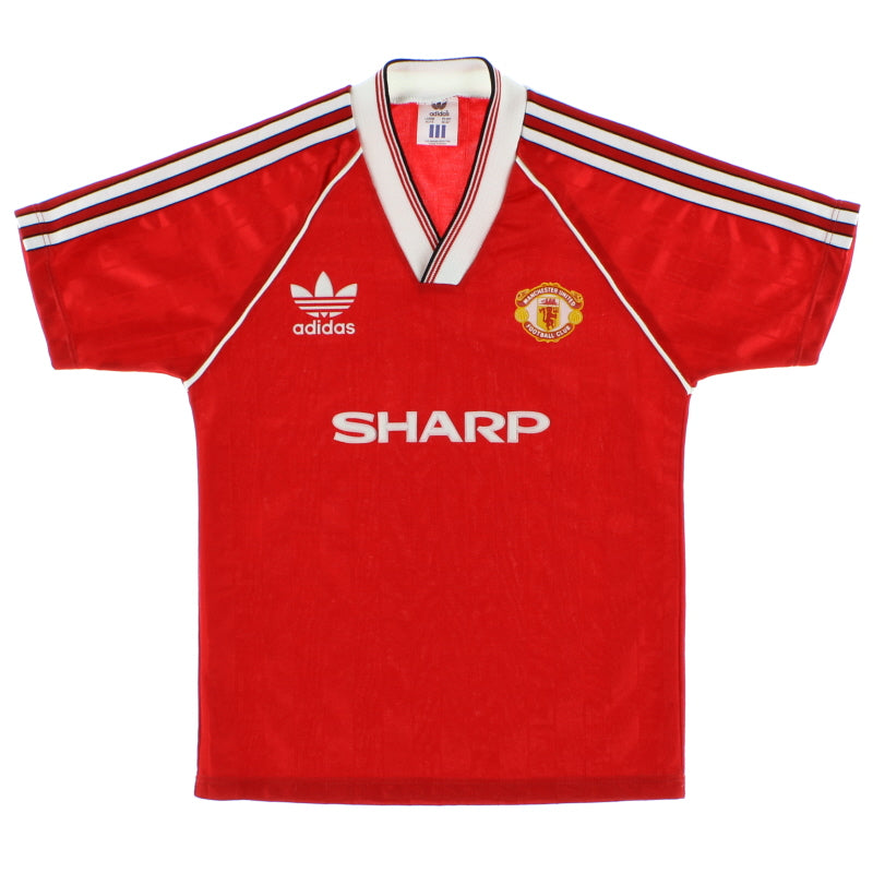 1988-90 Manchester United adidas Home Shirt L.Boys - Classic Football Kit