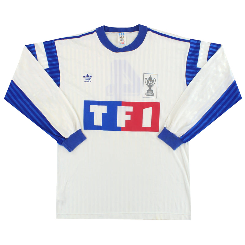 1991-92 AJ Auxerre adidas Coupe de France Home Shirt #4 L/S