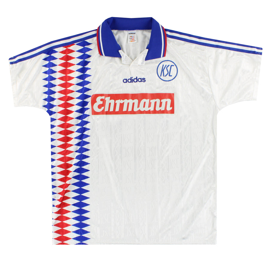 1995-96 Karlsruhe adidas Home Shirt Carl #14 XL