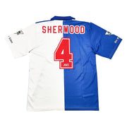 1995/96 Blackburn Rovers Sherwood #4 Home Shirt (L) Asics