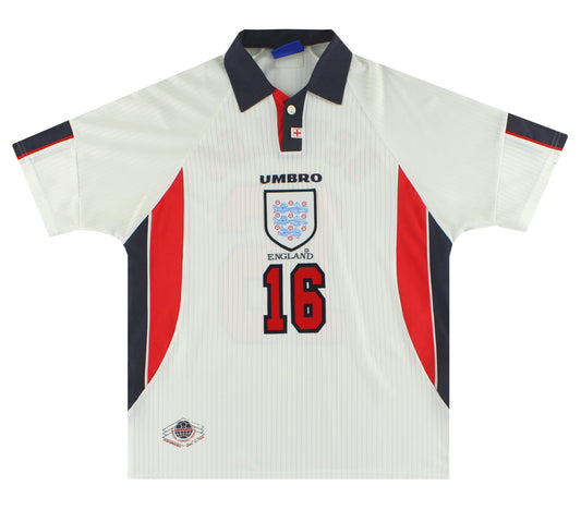 1997-99 England Umbro Home Shirt Scholes #16 L