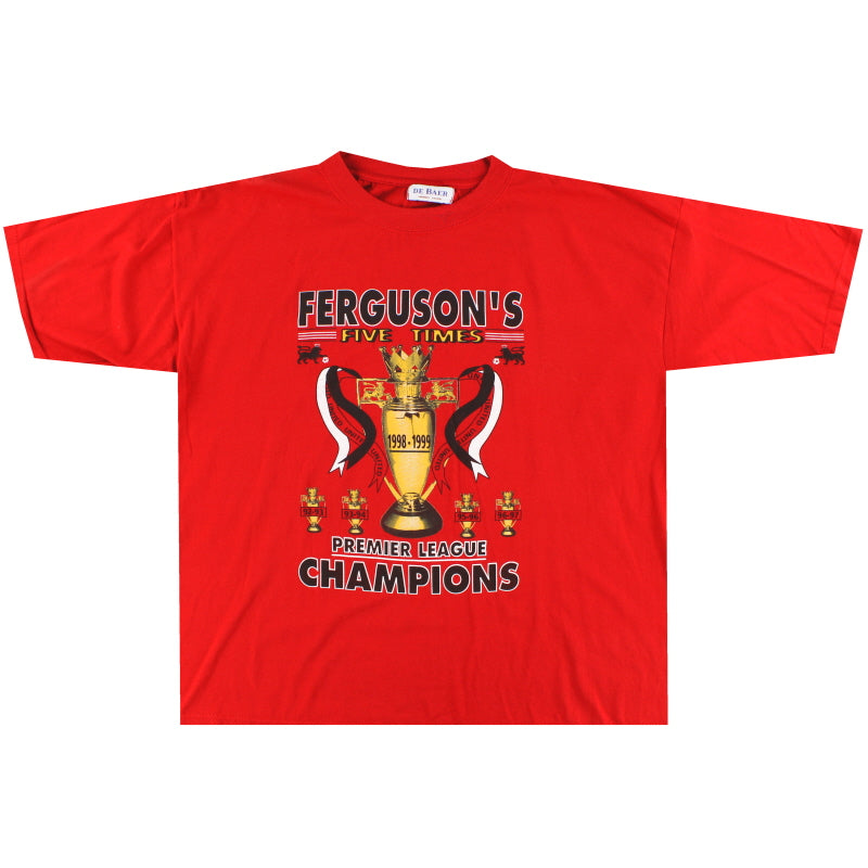 1998-99 Manchester United 'Five Times' Graphic Tee XL - Classic Football Kit