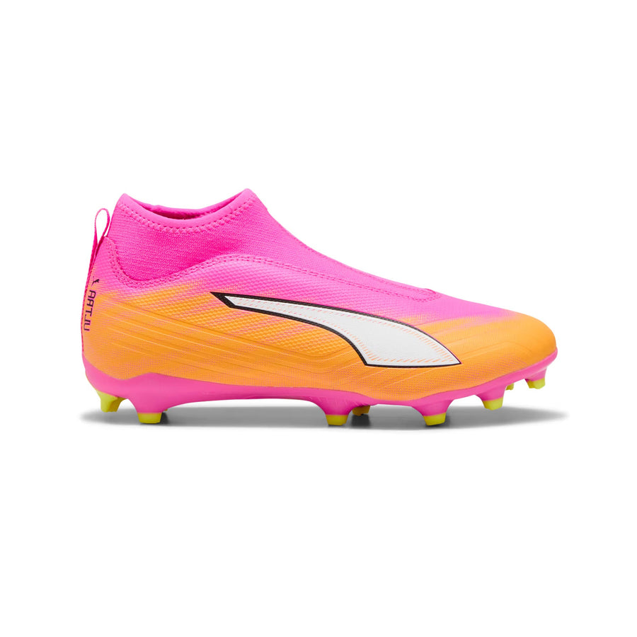 Puma Ultra 6 Match+ LL FG/AG Jnr Football Boots - Poison Pink/Puma Black/Sun Stream/Bright Aqua