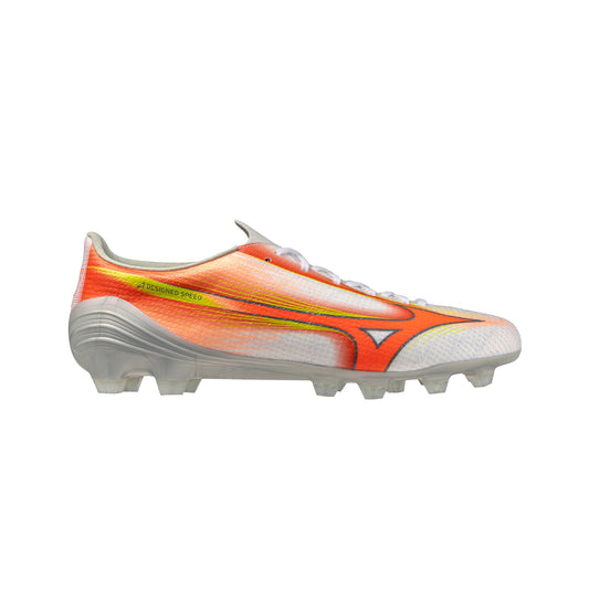 Mizuno Alpha III Pro FG/AG Football Boots - White/Lava Orange/Evening Primrose