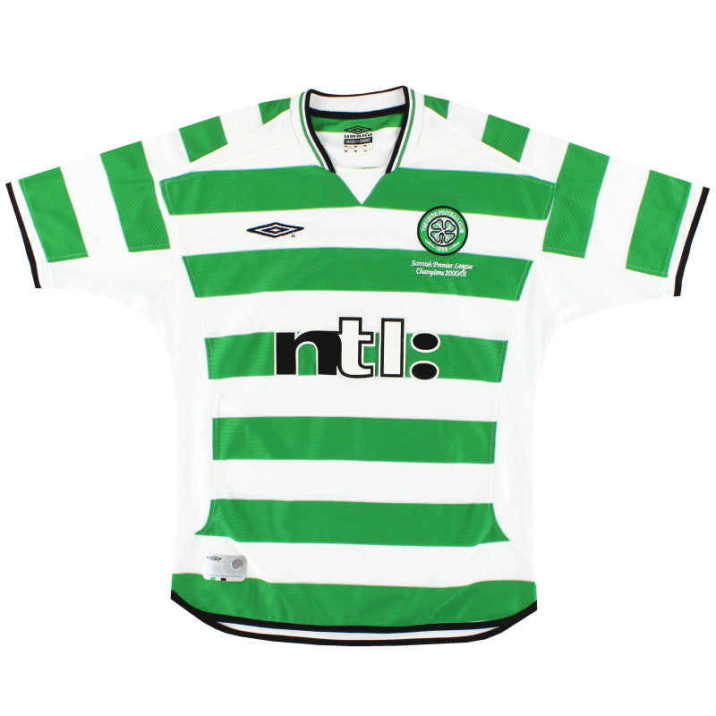 2001-03 Celtic Umbro 'Champions' Home Shirt XL - Classic Football Kit