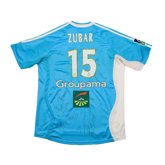 2006/07 MARSEILLE ZUBAR #15 *MATCH ISSUE+SIGNED* AWAY SHIRT (L) ADIDAS