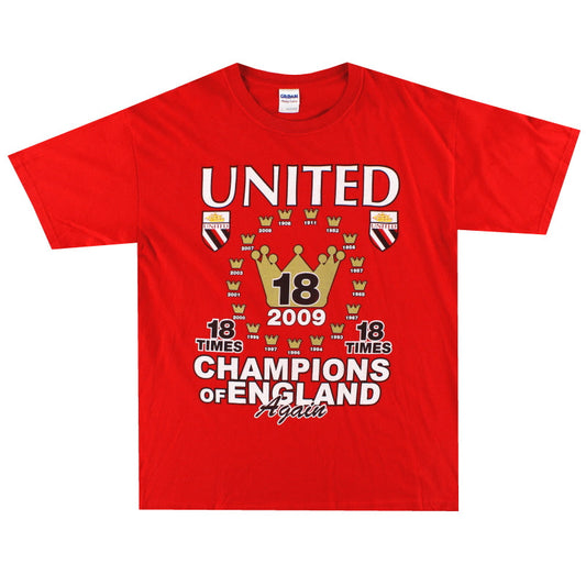 2009 Manchester United '18 Times' Graphic Tee L