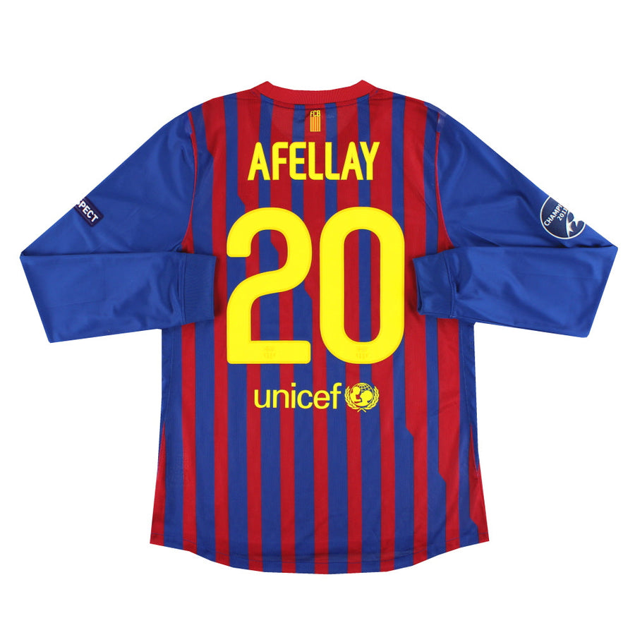 2011-12 Barcelona Nike Player Issue CL Home Shirt Afellay #20 L/S - Classic Football Kit