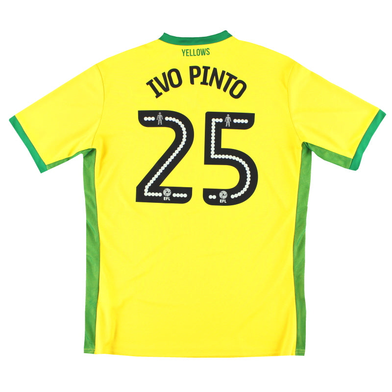 2016-17 Norwich City Errea Home Shirt Ivo Pinto #25 XXL - Classic Football Kit