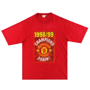 1998-99 Manchester United 'Champions' Graphic Tee L - Classic Football Kit