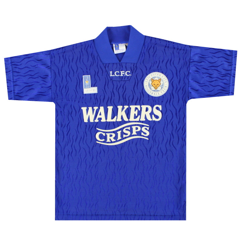 1992-94 Leicester Fox Leisure Home Shirt Thompson #8 Y - Classic Football Kit
