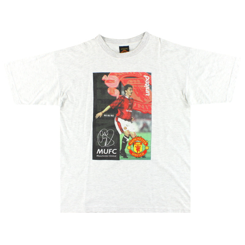 1996-99 Manchester United 'Solskjaer' Graphic Tee XL - Classic Football Kit