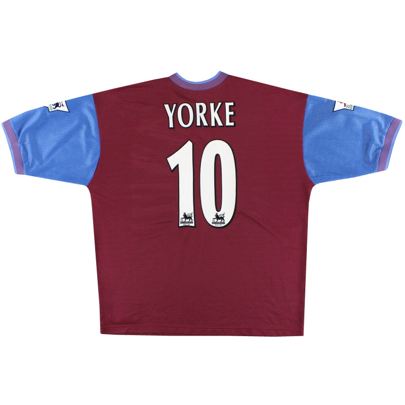 1997-98 Aston Villa Reebok Home Shirt Yorke #10 XL - Classic Football Kit