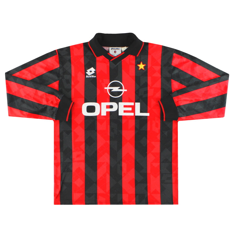 1994-95 AC Milan Lotto Player Issue Home Shirt L/S - Classic Football Kit