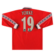 1998-00 Manchester United Umbro Home Shirt Yorke #19 L/S L.Boys - Classic Football Kit