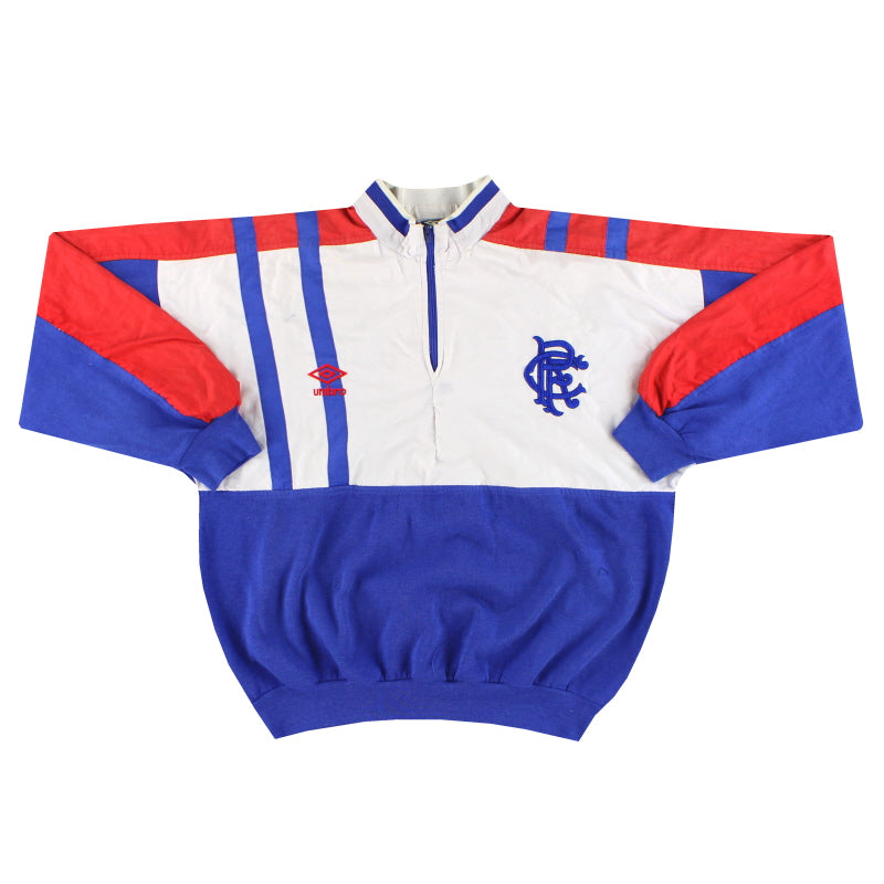 1987-90 Rangers Umbro 1/4 Zip Sweatshirt M