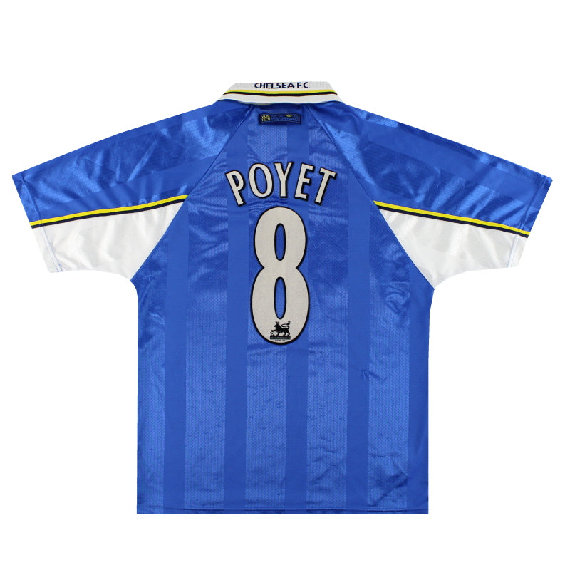 1997-99 Chelsea Umbro Home Shirt Poyet #8 M - Classic Football Kit