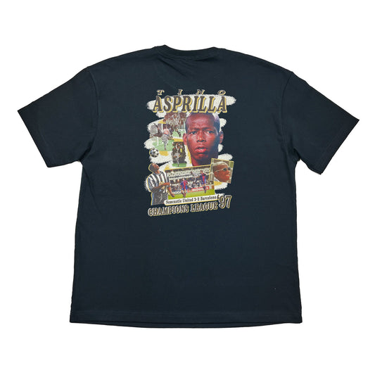 NEWCASTLE UNITED ASPRILLA BOOTLEG TEE | Cult Kits, XL / Newcastle / Black