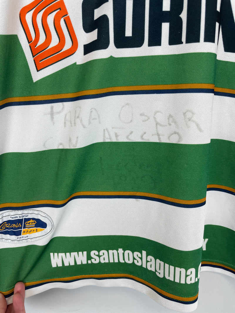 2000/01 Santos Laguna Lopez #2 *Match Issue+Signed* Home Shirt (XL) Corona Sport