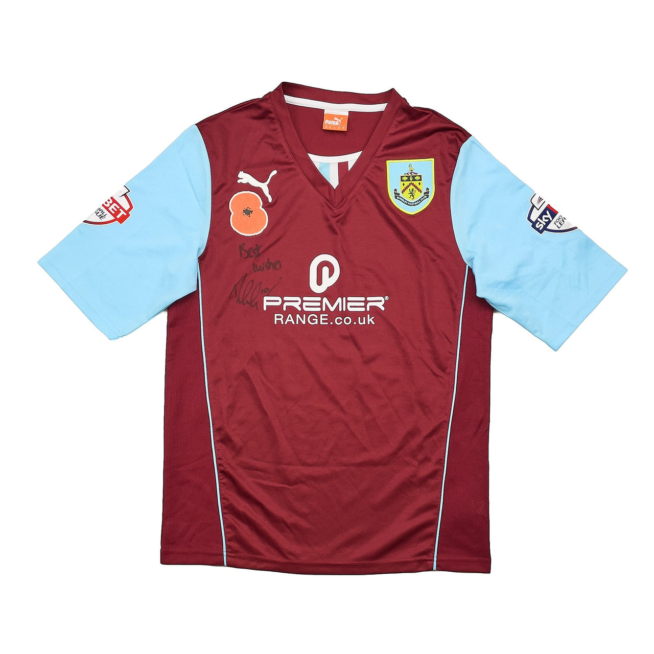 2013/14 BURNLEY INGS #10 *MATCH ISSUE + SIGNED* HOME SHIRT (M) PUMA