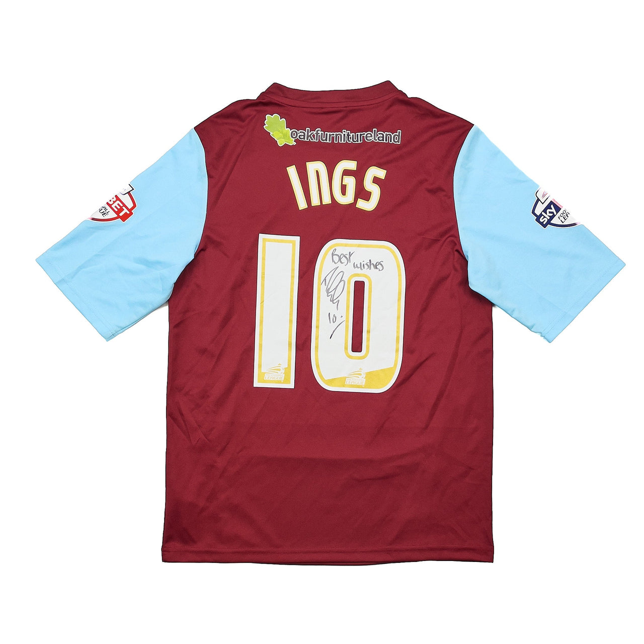 2013/14 BURNLEY INGS #10 *MATCH ISSUE + SIGNED* HOME SHIRT (M) PUMA