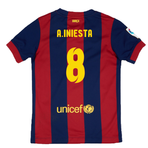 Barcelona 2014-15 Home Shirt (XL Boys) (Very Good) (A.Iniesta 8)_1