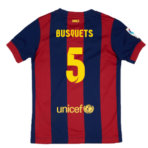 Barcelona 2014-15 Home Shirt (XL Boys) (Very Good) (Busquets 5)_1