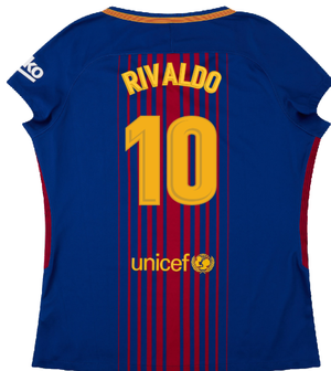 Barcelona 2017-18 Home Shirt (Womens) (M) (Mint) (Rivaldo 10)_1