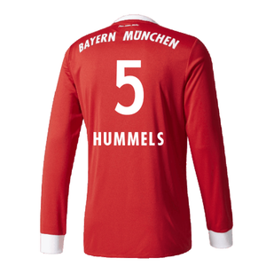 Bayern Munich 2017-18 Home Long Sleeve Shirt (XL) (Excellent) (Hummels 5)_1