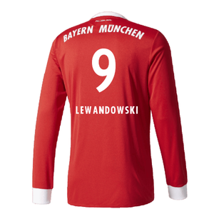 Bayern Munich 2017-18 Home Long Sleeve Shirt (XL) (Excellent) (Lewandowski 9)_1