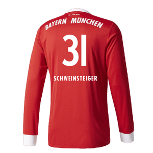 Bayern Munich 2017-18 Home Long Sleeve Shirt (XL) (Excellent) (Schweinsteiger 31)_1