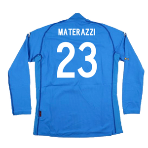 Italy 2002-2003 Home Long Sleeve Shirt (M) (Good) (Materazzi 23)_1