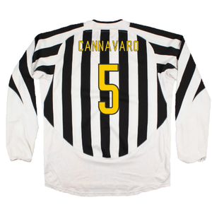 Juventus 2003-04 Long Sleeve Home Shirt (M) (Very Good) (Cannavaro 5)_1