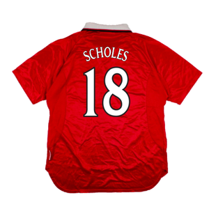 Manchester United 1999-2000 Champions League Home Shirt (XXL) (Excellent) (Scholes 18)_1