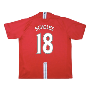 Manchester United 2007-09 Home Shirt (Very Good) (Scholes 18)_1