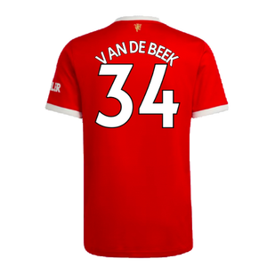 Manchester United 2021-22 Home Shirt (XL) (Good) (VAN DE BEEK 34)_1