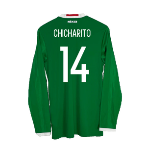 Mexico 2016-2017 Long Sleeve Home Shirt (XL) (Excellent) (Chicharito 14)_1