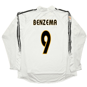 Real Madrid 2004-05 Long Sleeve Home Shirt (M) (Excellent) (BENZEMA 9)_1