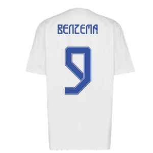 Real Madrid 2021-2022 Training Tee (White-Blue) (BENZEMA 9)_2