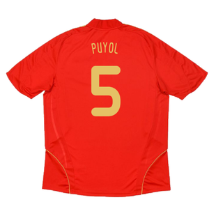 Spain 2008-2009 Home Shirt (M) (Excellent) (Puyol 5)_1